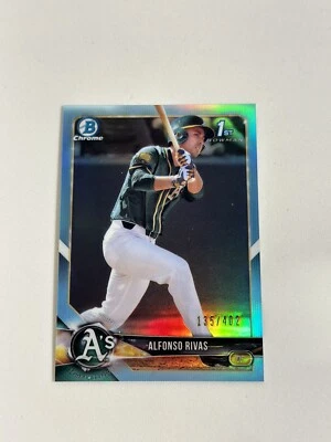2018 Bowman Chrome Draft Alfonso Rivas 1st Bowman Sky Blue /402  Athletics/Cubs - Image 1 of 2