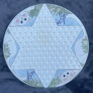 Amsbury Ceramic Chinese Checkers Board Cats And Butterflies 12” no marbles - Picture 1 of 2
