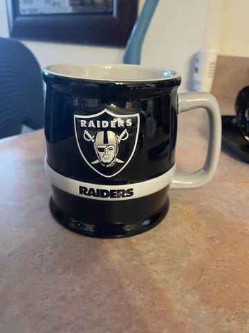 Los Angeles Raiders Football Raised 3D Logo Coffee Mug NFL Licensed Black & Gray Cover