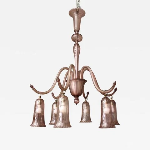 Six Arm Purple Blown Glass Napoleone Martinuzzi Chandelier by Venini, Italy 1930 Cover