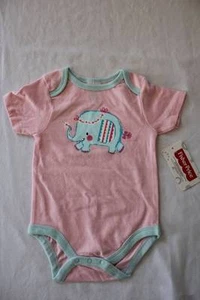 Baby Girls 3 - 6 Months Bodysuit Creeper Outfit Infant One Piece Pink Elephant - Picture 1 of 2