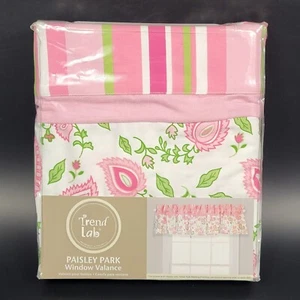 Window Valance Paisley Park Trend Lab 82" x 15" Pink Green Striped Nursery Room - Picture 1 of 8