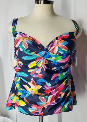Traje de baño Tankini Liz Claiborne para mujer Plus 24W floral precio de venta sugerido por el fabricante 64 USD nuevo Foto 1 de 4