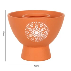 Terracotta Smudge Bowl With Mandala Design Pagan Wiccan Witch Accessories - Picture 1 of 2