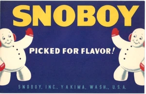 Original 50er Snoboy Half Box Apfelkiste Etikett Yakima Wash Twin Snow Boys Cut - Bild 1 von 2