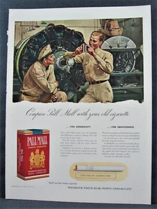 Vintage 1940 Pall Mall Cigarettes Magazine Ad Full Page WWII Military Themed Ad - Picture 1 of 1