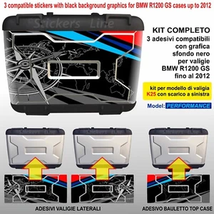 3 adesivi valigie K25 BMW R1200GS bussola planisfero fino a 2012 Performance ## - Foto 1 di 2