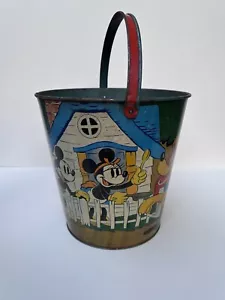 1938 Walt Disney Enterprises secchio secchio secchio secchio secchio sabbia latta topolino pippo plutone - Foto 1 di 7