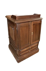 Primitive Spool Cabinet Antique Walnut Side Table, - Picture 1 of 13