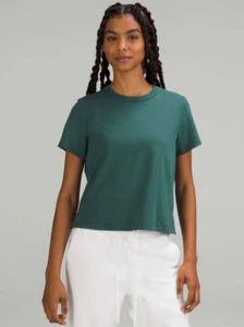 New Lululemon Classic-Fit Cotton-Blend T-Shirt Green Jasper Size 2 - LW3FGDS NWT - Picture 1 of 5