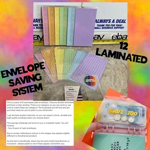 Laminated Envelope MONEY Savings Budget w IRA X12 Cash Envelopes A6 For Binder - Picture 1 of 12