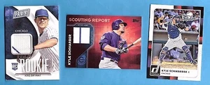 KRIS BRYANT & KYLE SCHWARBER RC & GAME USED JERSEY CARD DONRUSS ROOKIE CUBS - Picture 1 of 2