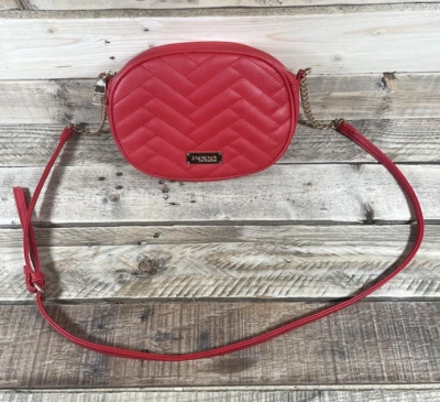 Bebe LA Sophia Purse Red Quilted Leather Canteen Crossbody Strap Adjust Handbag - Image 1 of 4