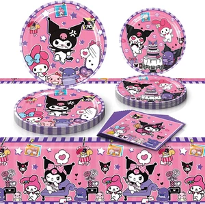 Kuromi Birthday Party Supplies, 20 Plates, 20 Napkins and 1 Tablecover for Girls - Picture 1 of 12