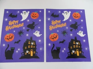 Hallmark Halloween Stickers 2 Sheets Ghost Cat Witch Spider Bat Pumpkin - Imagen 1 de 1