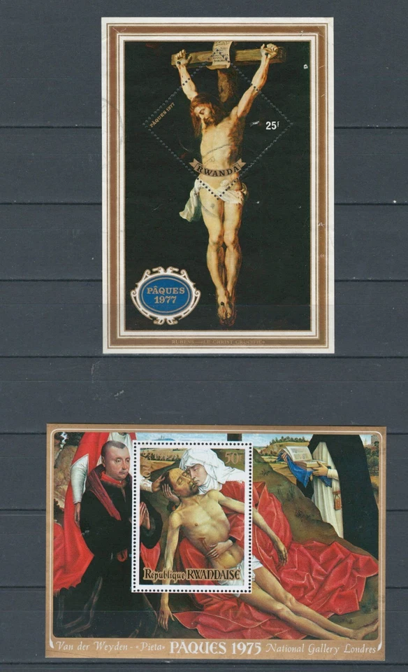 LOTE DE FOLHAS DE LEMBRANÇA DE RELIGIÃO CRISTÃ MNH COLÔNIAS ÁFRICA RUANDA (RWAN 438) - Imagem 1 de 1