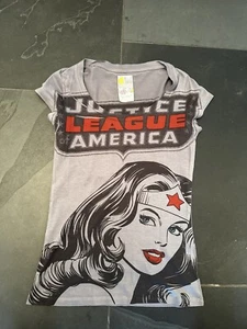 T Shirt Superwoman Justice League America Star Damen kurzarm grau figurbetont - Bild 1 von 1