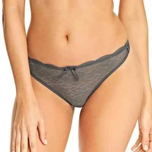 Freya Fancies Thong Size L 14 16 Graphite Grey Lace Knickers Underwear 1008 New - Picture 1 of 12