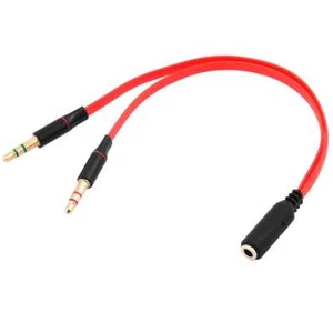Cavo Sdoppiatore Y Splitter da Mini Jack Femmina a 2 AUX Audio Microfono Rosso - Photo 1/8