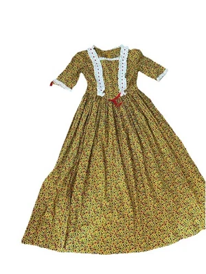 Maxi Vestido Vintage Años 70 Prairie Pioneer Adolescente O Mujer XS Cottagecore + Gorro! Foto 1 de 4