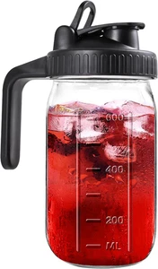 32 Unzen Einmachglas Glas Krug mit Deckel & Griff - Getränkespender für Tee, Zitroneade - Bild 1 von 12