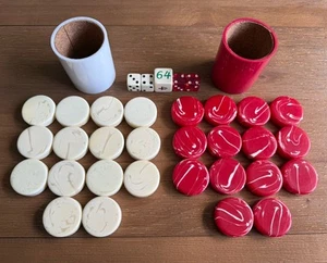 Rare Crisloid Vintage Backgammon Checkers Dice Set Cherry Vanilla Swirl - Picture 1 of 6