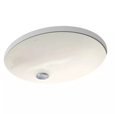 Pia de banheiro Caxton oval 15" X 12" montagem inferior off white biscoito bege bronzeado osso - Imagem 1 de 4