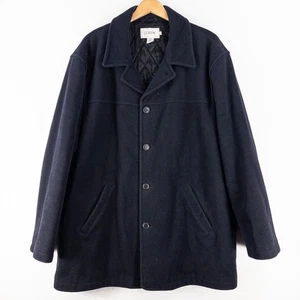 J. Abrigo Crew Para Hombre XL Azul Marino Mezcla Lana Acolchado Forrado - Imagen 1 de 10