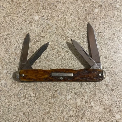 Navaja de bolsillo vintage Robeson Cutlery Co 4 hojas 1900-1916 642167 Foto 1 de 4