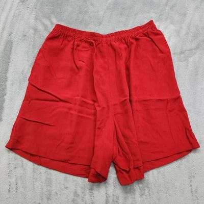 Shorts feminino vintage anos 80 Coldwater Creek PM vermelho elástico cintura rayon - Imagem 1 de 4