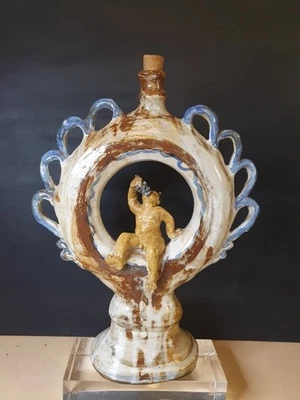 Gargoulette Gourde Terre Vernissée Originale Bacchus 19ème Céramique Accolay ? - Photo 1/4