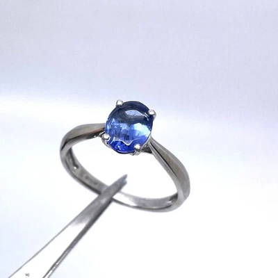 Platinum Tanzanite Ring Size N Hallmarked 950 Blue Tanzanite Solitaire Ring - Изображение 1 из 4