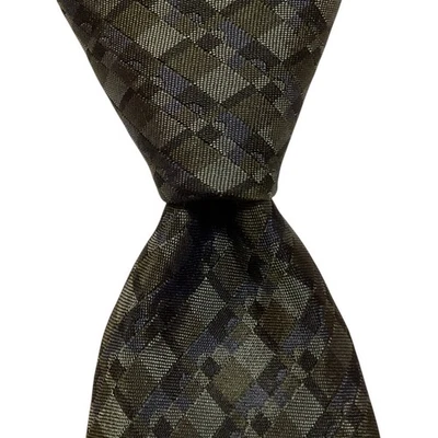 Gravata masculina BALLY 100% seda designer ITÁLIA geométrica verde/azul nova com etiquetas rara - Imagem 1 de 3