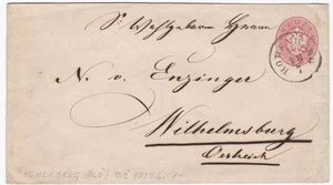 Hohenberg,NÖ, 5 Kreuzer Ganzsache-Umschlag,nach Wilhelmsburg, (16) - Picture 1 of 4