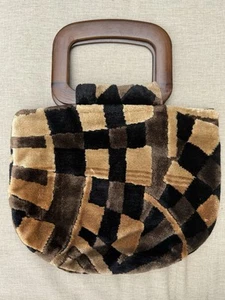 Vintage 1960s Cara USA Tapestry Patchwork Carpet Bag Purse Lucite Handle - Picture 1 of 8