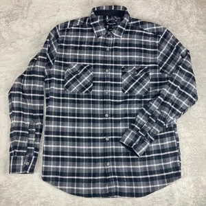 Kenneth Cole New York camicia flanella uomo grande slim fit a quadri nero bianco grigio - Foto 1 di 13