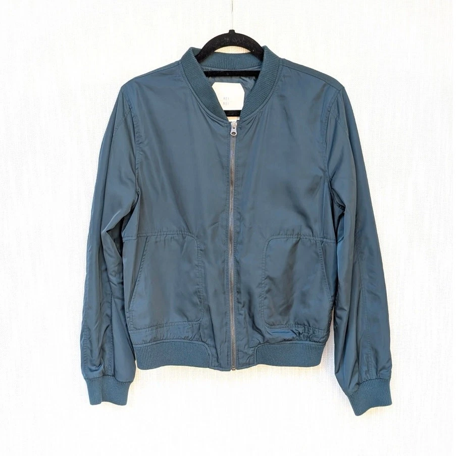Anthropologie HEI HEI Teal Crewneck Bomber Full Zip Jacket, size M - Image 1 of 4