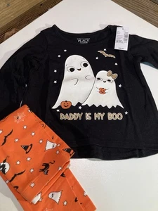 NWT Children's Place Halloween “DADDY IS MY BOO” Outfit 2PC Girl 18-24 Month - Picture 1 of 5