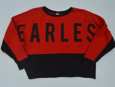 Justice Sz 14/16 Red Black Colorblock Fearless Print Crop Sweater Top - Image 1 of 3