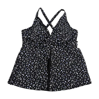 Maiôs para todos regata feminina tamanho 20 preta estampa salpicada frente flyaway - Imagem 1 de 4