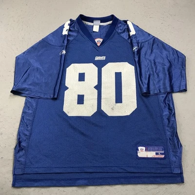 Camiseta de los New York Giants para hombre grande azul Reebok On Field Jeremy Shockey #80 NFL Foto 1 de 4