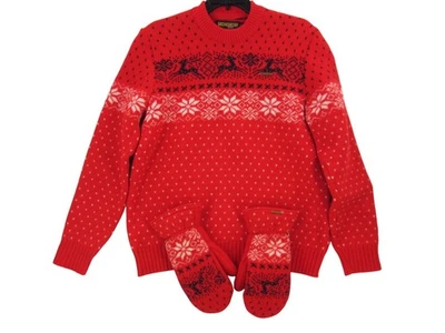 Vintage Geiger Women Fair Isle Reindeer Sweater Wool Sz 44 M L Nordic Mittens - Image 1 of 4