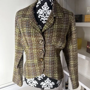 Vintage ZOE California Short Tweed Blazer US Size M Multicolor Long Sleeve USA - Picture 1 of 9