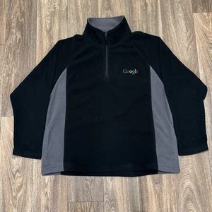 Pullover vintage Google Fleece 1/4 zip uomo XL nero ricamato dipendente Y2K 00s - Foto 1 di 7