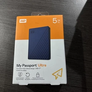 WD 5TB My Passport Ultra Portable External Hard Drive, Blue - WDBFTM0050BBL-WESN - Afbeelding 1 van 6