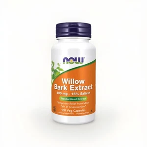 NOW Willow Bark Extract 400mg 100 Caps | 15% Salicin BBE 08/2026 Vegan - Picture 1 of 1