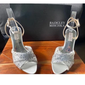 Badgley Mischka verziertes Kleid/Hochzeit Strass Heels weiß 6,5 neu mit Karton - Bild 1 von 12