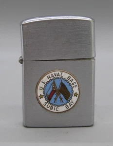 Vtg 1960's Penguin U.S. Naval Navy Base Subic Bay Lighter w/Enamel Emblem - Picture 1 of 7