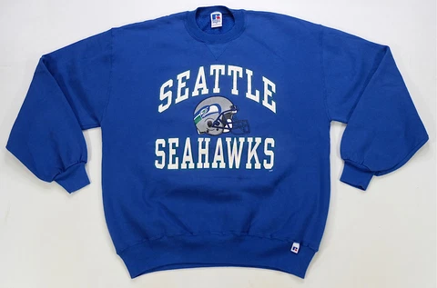 Rare VTG RUSSELL ATHLETIC Seattle Seahawks Crewneck Sweatshirt 80s 90s Blue XL Cover