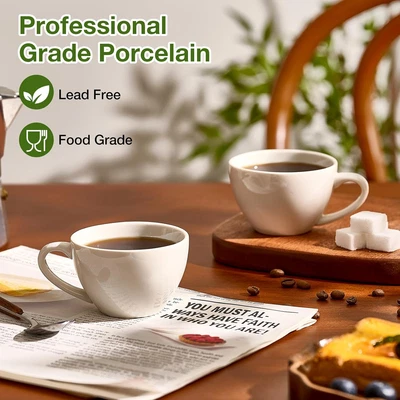 Juego de 4 tazas de café espresso de porcelana de 3,5 oz blancas Demitasse microondas lavavajillas Foto 1 de 4